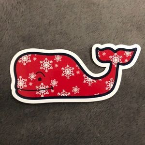 Red with Snowflakes Vineyard Vines Whale Sticker!!
